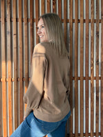 Crew Neck Balloon Long-Sleeve Sweater - Taupe