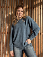 Brushed Ribbed Hacci Drop Shoulder Sweater