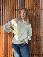 Crew Neck Balloon Long-Sleeve Sweater - Off White