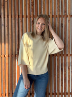 Drop Shoulder Elbow Sleeve Sweater - Cream