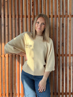 Drop Shoulder Elbow Sleeve Sweater - Cream