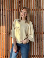 Drop Shoulder Elbow Sleeve Sweater - Cream