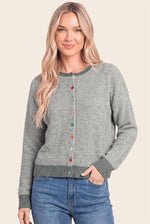 Multi Color Button Cardigan: Lt Olive