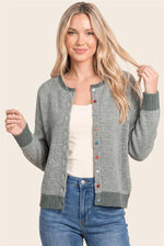 Multi Color Button Cardigan: Lt Olive