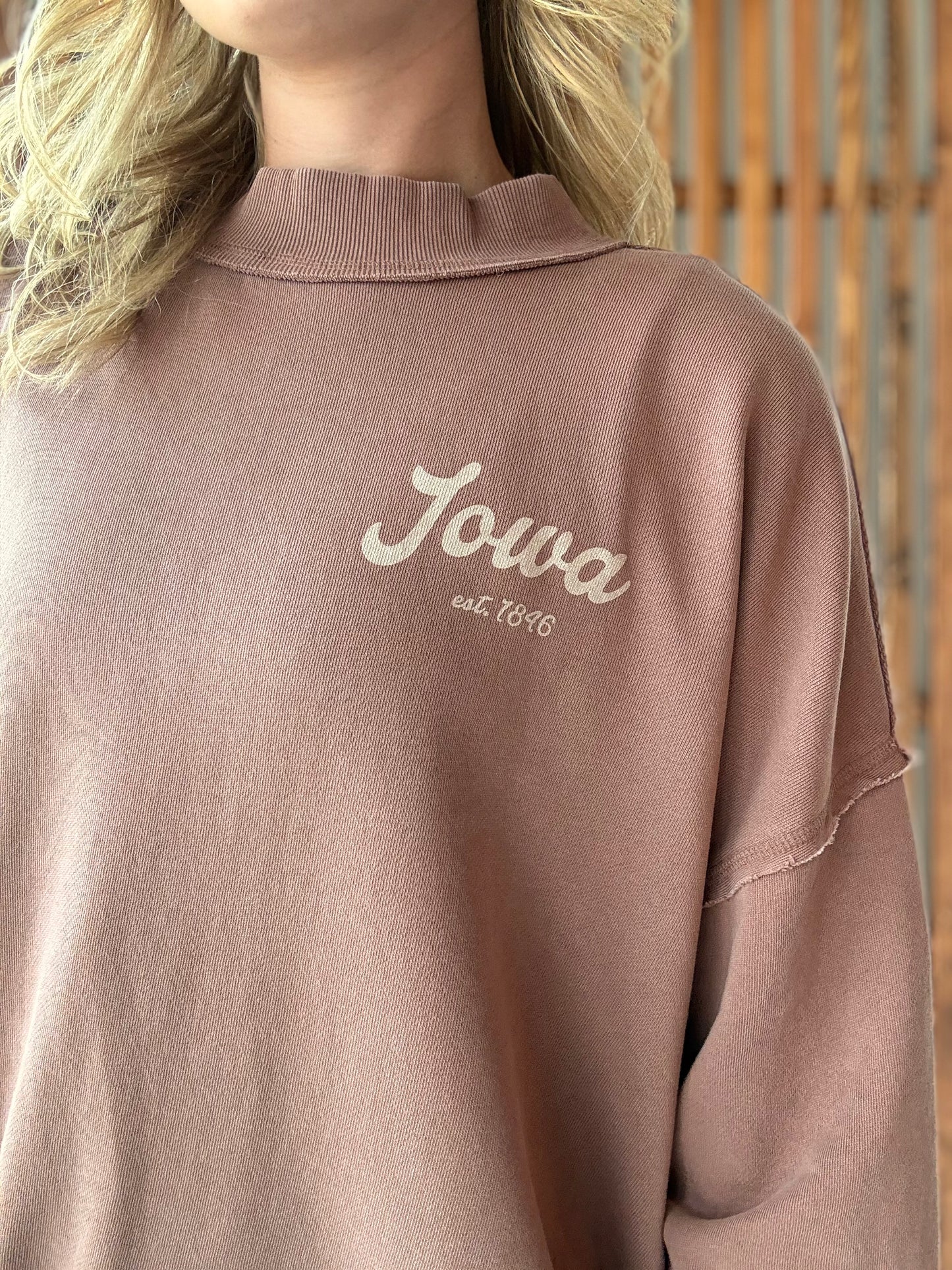 Iowa est. 1846 Mock Neck Sweatshirt - Dusty Rose