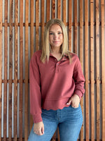 Luxeknit Scallop Hem Snap Pullover - Rosewood