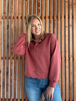 Luxeknit Scallop Hem Snap Pullover - Rosewood