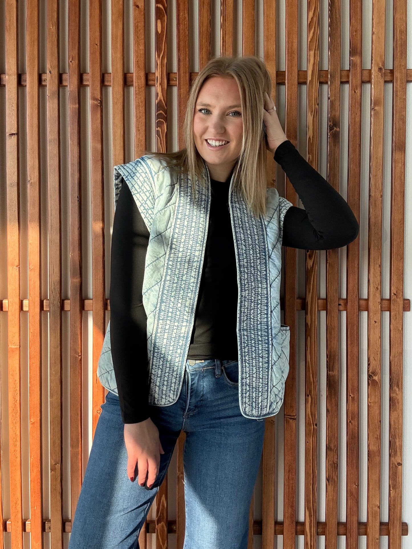 Quilted Denim Vest