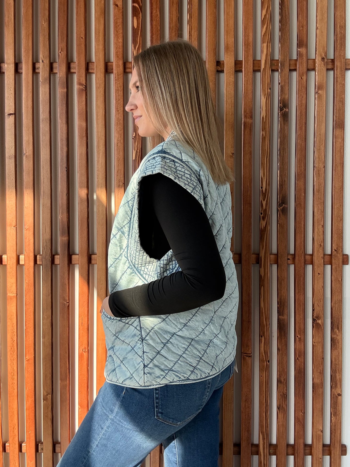 Quilted Denim Vest
