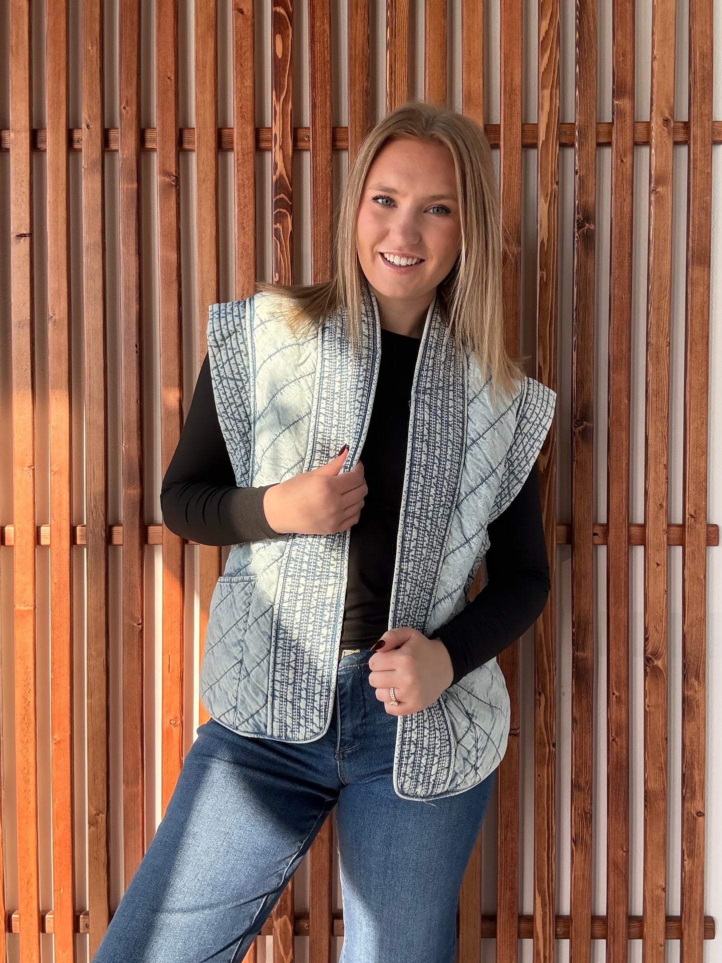 Quilted Denim Vest