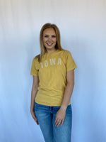 Mustard IOWA Distressed - Cream Letters