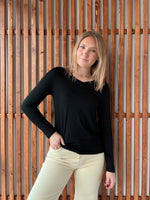 V Neck Long Sleeve Black