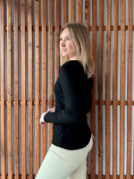 V Neck Long Sleeve Black