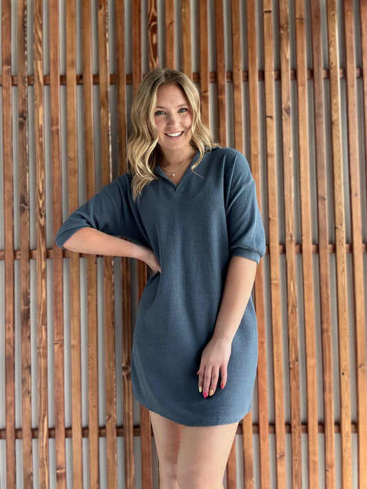 Cloudy Knit Collared Preppy Dress - FINAL SALE