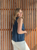 Tencel Chambray Shirred Swing Tank