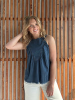Tencel Chambray Shirred Swing Tank