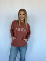 IOWA Distressed Pocket Sweatshirt-Rust