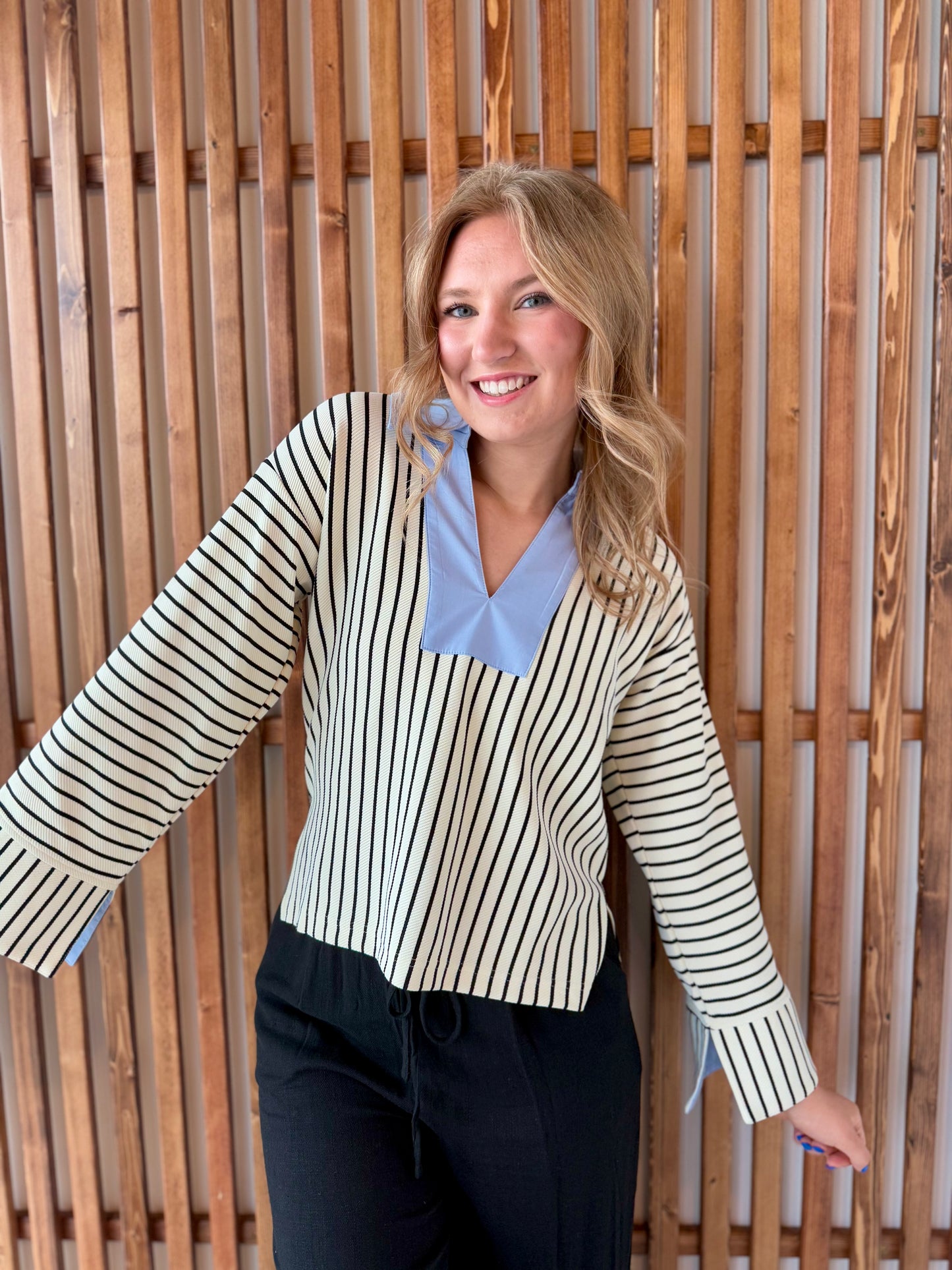 Striped Convertible Wide Long Sleeve