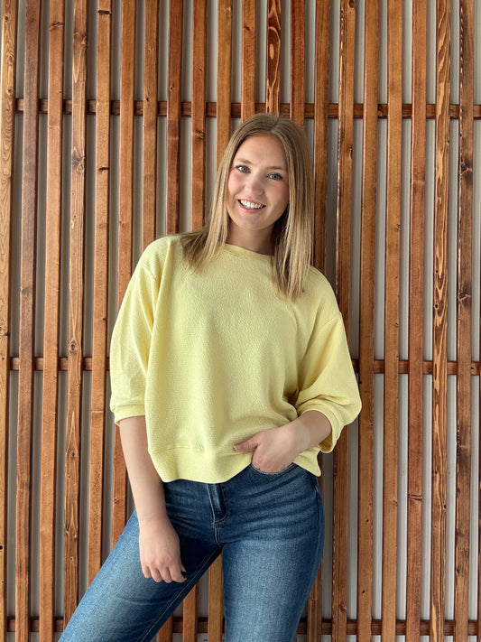 Cloudy Knit 3/4 Sleeve Top