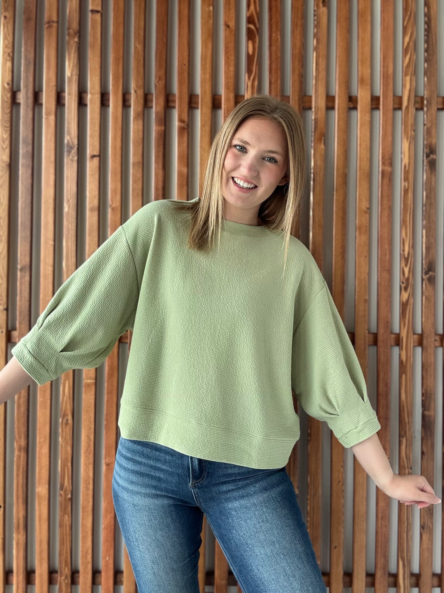 Cloudy Knit 3/4 Sleeve Top