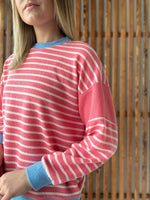 Long Sleeve Cloudy Knit Stripe - Pink Berry/Blue