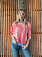 Cloudy Knit Stripe - PinkBerry/Blue