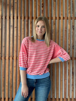 Cloudy Knit Stripe - PinkBerry/Blue