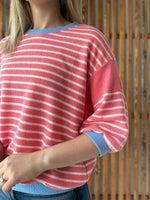 Cloudy Knit Stripe - PinkBerry/Blue