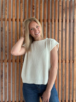 Chenille Cap Sleeve Top: Cream