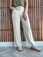 Oatmeal Wide Leg Linen Pants