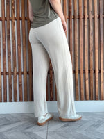 Oatmeal Wide Leg Linen Pants