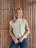 Mock Neck Knit Top: Oatmeal