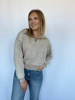 3/4 Zip Ash Mocha Iowa Lf Chest - FINAL SALE