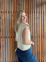Mock Neck Knit Top: Oatmeal