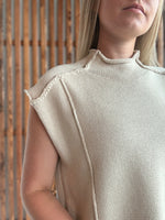 Mock Neck Knit Top: Oatmeal
