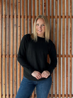 Ribbed Round Neck Long Sleeve - Black
