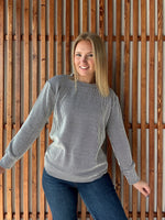 Ribbed Round Neck Long Sleeve - Black/White