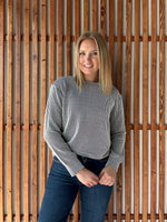 Ribbed Round Neck Long Sleeve - Black/White