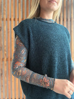 Chenille Cap Sleeve Top: Navy