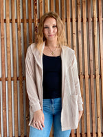 Oat Ribbed Cardigan with Collar