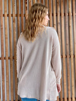 Oat Ribbed Cardigan with Collar