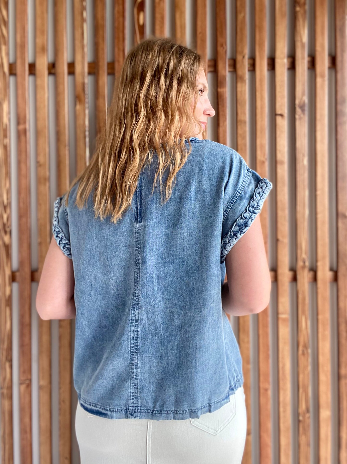 Denim Braid Detail Top