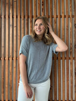 Corded Rib Short Sleeve Top - Teal