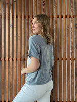 Corded Rib Short Sleeve Top - Teal