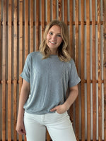 Corded Rib Short Sleeve Top - Teal