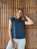Scuba Sleeveless Top - Dusty Blue