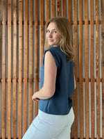 Scuba Sleeveless Top - Dusty Blue