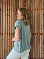 Soft Melange Hacci V-Neck Tee - Blue Grey