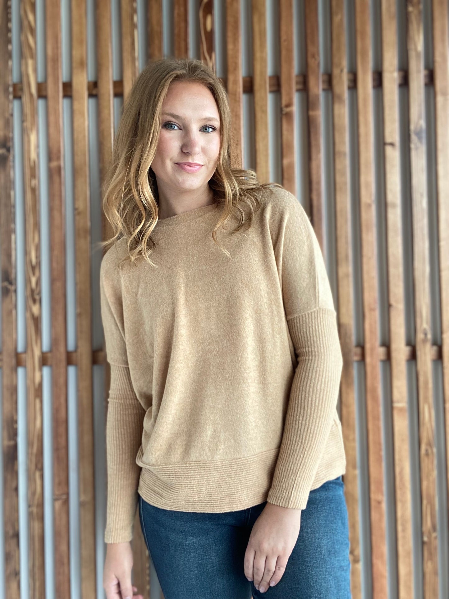 Super Soft Ribbed Sleeve Sweater