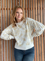 Mocha Floral Print Light Sweater